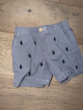 Polo by Ralph Lauren Light Blue Striped Embroidered Pony Shorts